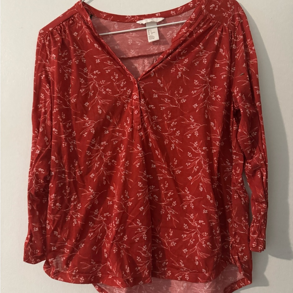 H&M Red Floral Blouse